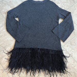 Chelsea 28 Grey Sweater Dress with Feather Fringe Hem